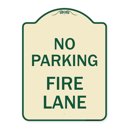 Signmission No Parking Fire Lane W/ Striped Border Heavy-Gauge Aluminum Sign, 24" x 18", TG-1824-23623 A-DES-TG-1824-23623